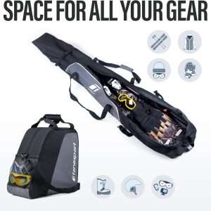 Ski Bag and Boot Bag Combo - Ski Bags for Air Travel - Unpadded Snow Ski Bags - For Skis Up to 180cm - 3
