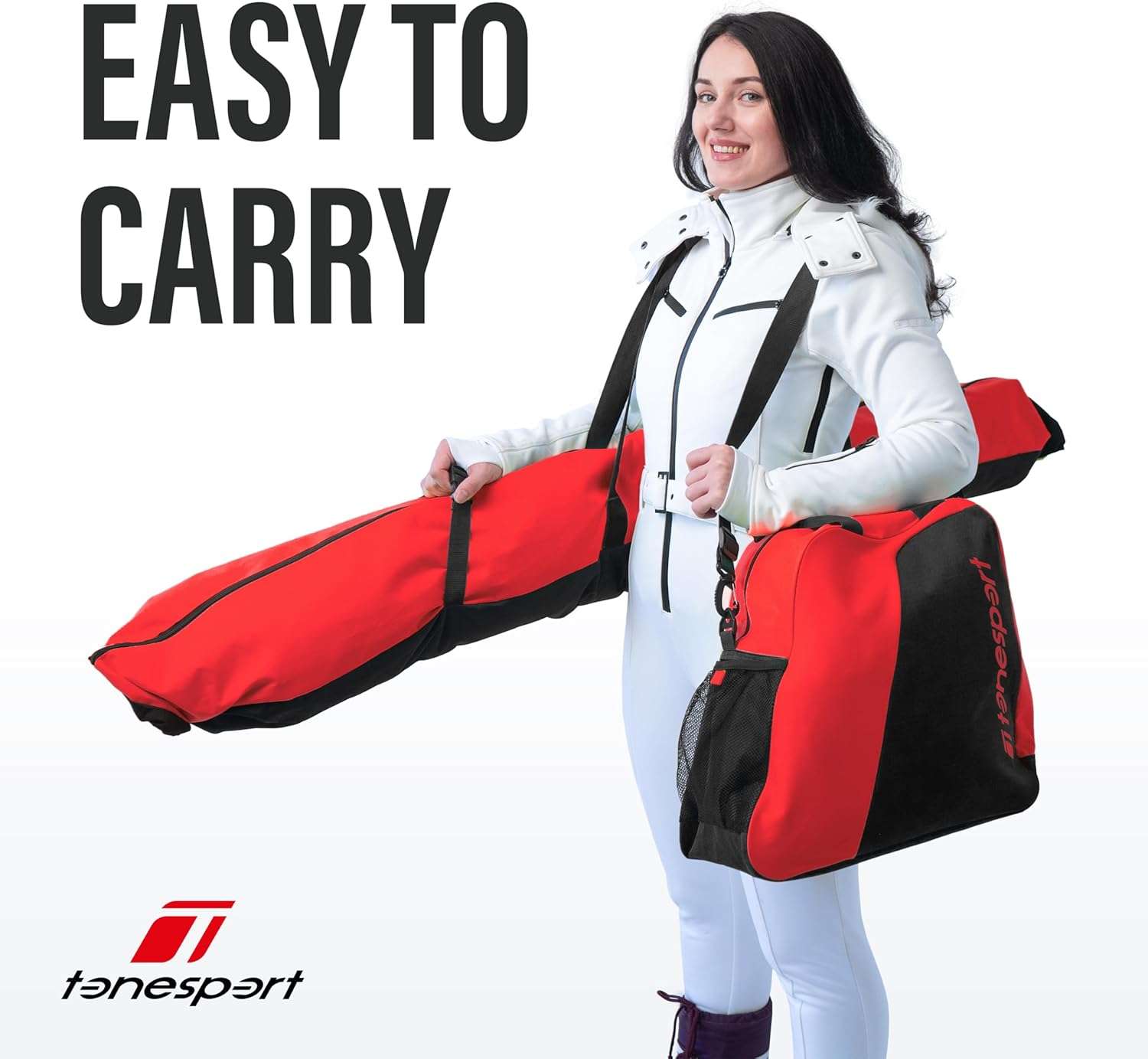 Ski Bag and Boot Bag Combo - Ski Bags for Air Travel - Unpadded Snow Ski Bags - For Skis Up to 180cm - 4