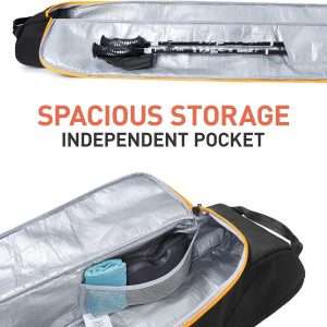 TOURIT Ski Bag for Air Travel - 360° Fully Padded Protection, 900D Oxford Water-Resistant, Independent Storage for Pole, Velcro Strap for Ski, Large Capacity Single Ski Carry Bag for Ski Gear - 3