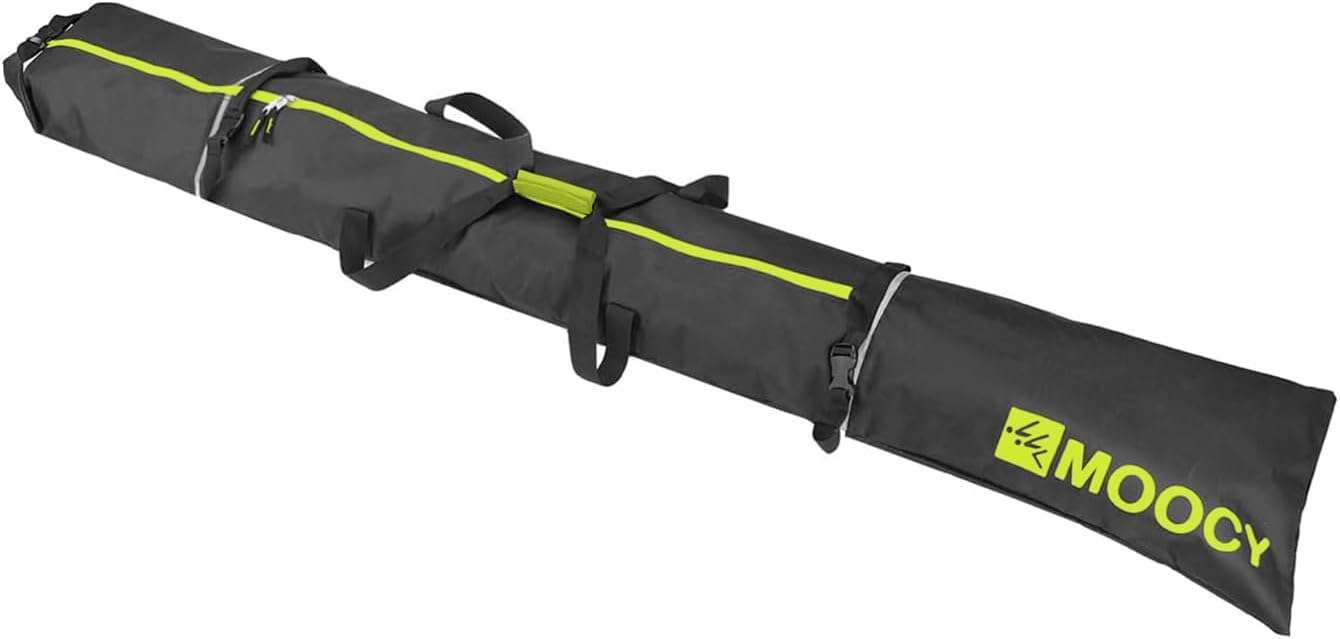 MOOCY Ski Bag for Air Travel, Unpadded Snow Bag Fits Skis Up to 200cm, Carrying Bag for Adults and Children - 1