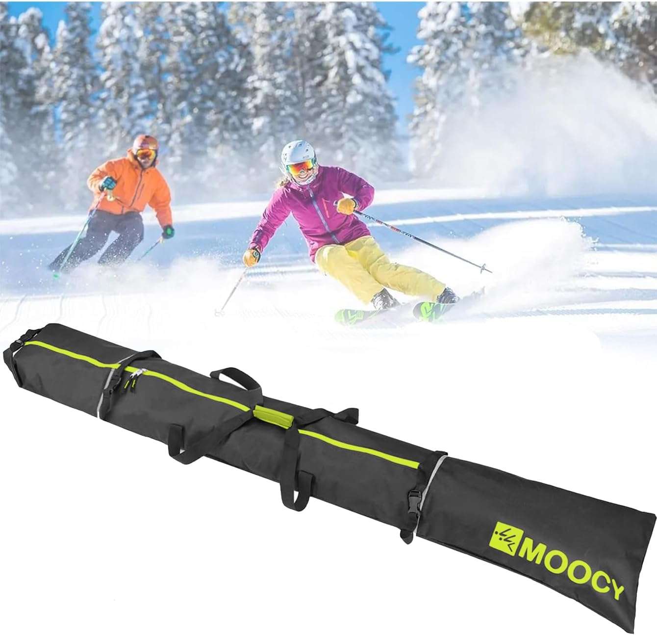 MOOCY Ski Bag for Air Travel, Unpadded Snow Bag Fits Skis Up to 200cm, Carrying Bag for Adults and Children - 7
