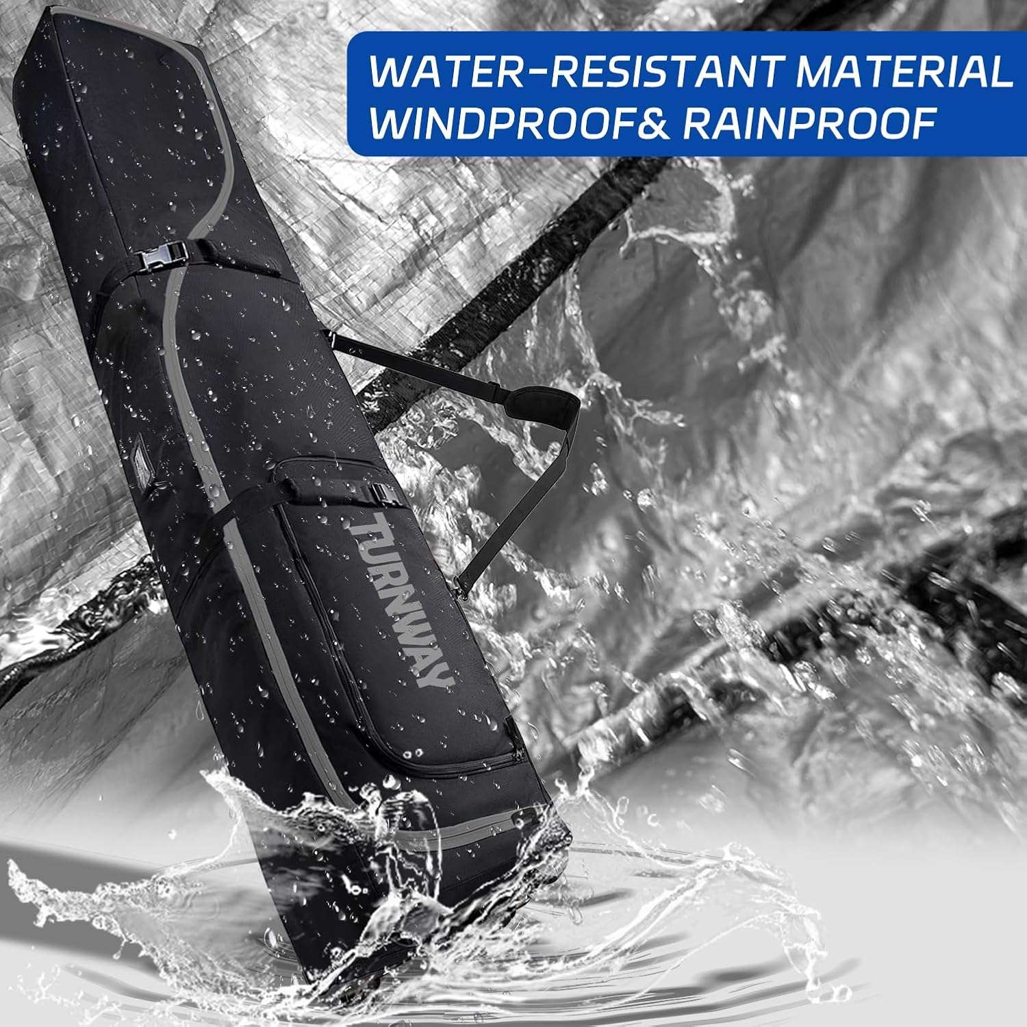 Padded Ski Bag with Wheels for Air Travel, Double Rolling Snowboard Bag Heavy Duty Waterproof for Storage & Transportation of Snowboard-Ski Gear - 3