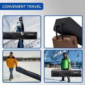 Padded Ski Bag with Wheels for Air Travel, Double Rolling Snowboard Bag Heavy Duty Waterproof for Storage & Transportation of Snowboard-Ski Gear - 4
