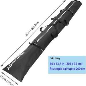 MOOCY Ski Bag for Air Travel, Unpadded Snow Bag Fits Skis Up to 200cm, Carrying Bag for Adults and Children - 2