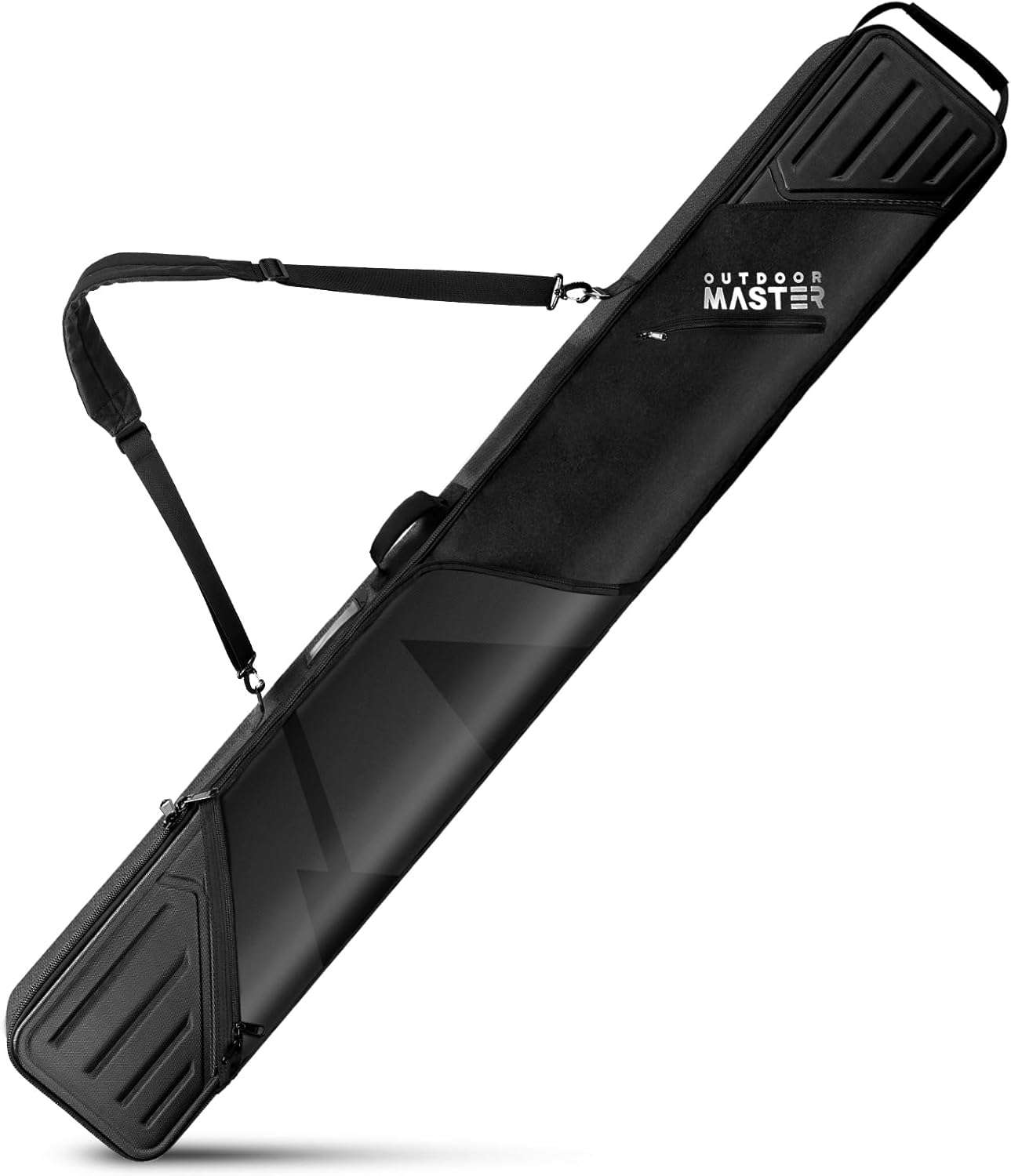 OutdoorMaster Ski Bag with Hard Shell On Both Ends, Ski Bags for Air Travel, Ski Case with Pockets and Removable Shoulder Straps - Up to 185cm Ski Boards - 1