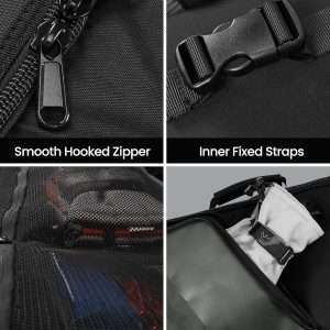 OutdoorMaster Ski Bag with Hard Shell On Both Ends, Ski Bags for Air Travel, Ski Case with Pockets and Removable Shoulder Straps - Up to 185cm Ski Boards - 6