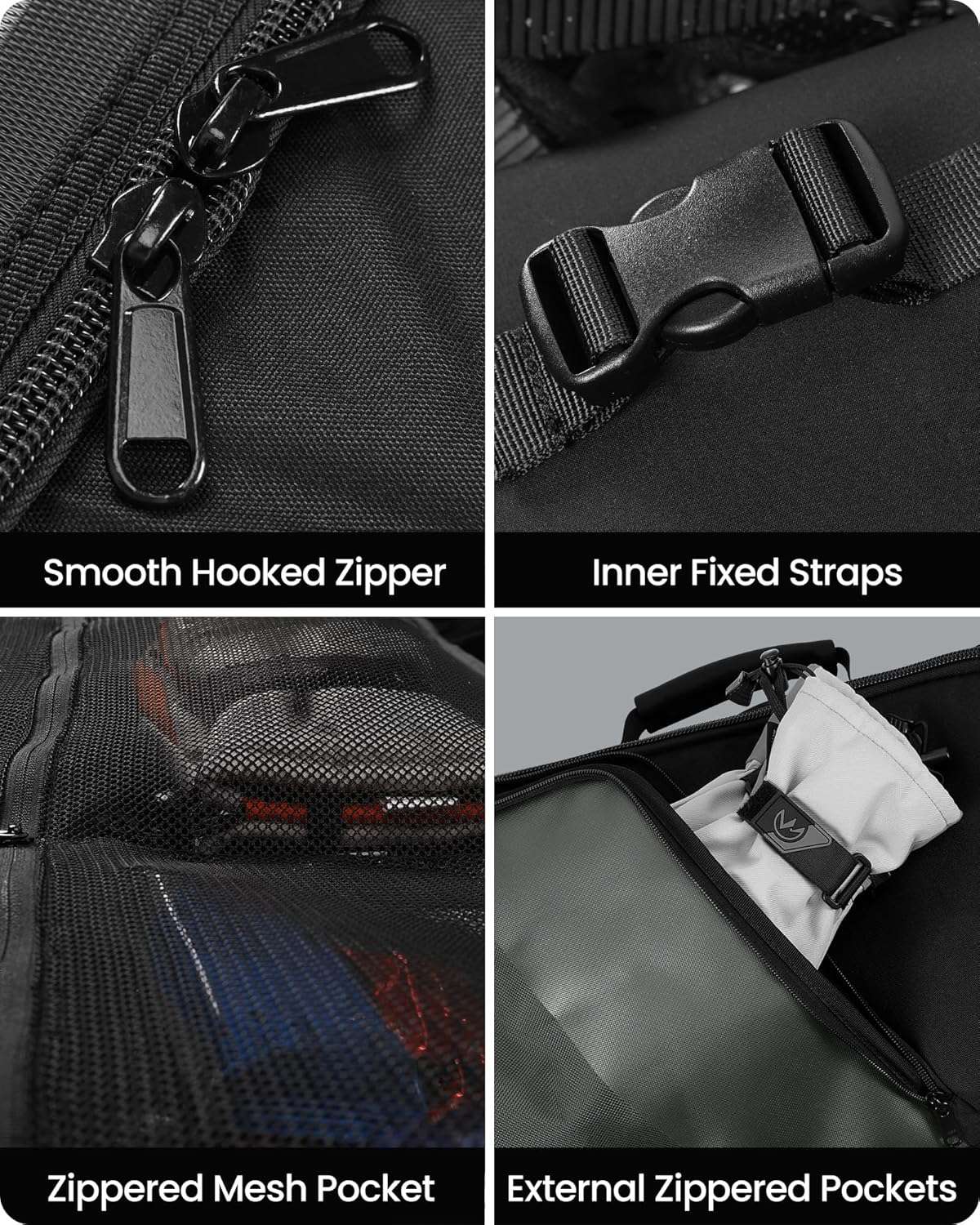 OutdoorMaster Ski Bag with Hard Shell On Both Ends, Ski Bags for Air Travel, Ski Case with Pockets and Removable Shoulder Straps - Up to 185cm Ski Boards - 6