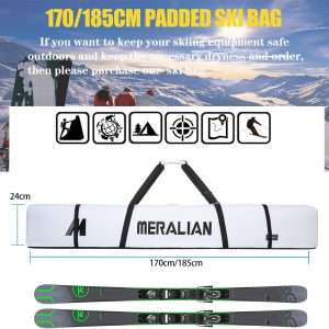 Padded Ski Bag,Waterproof Full Padded Single Ski Travel Bag with Adjustable Shoulder Strap. - 3