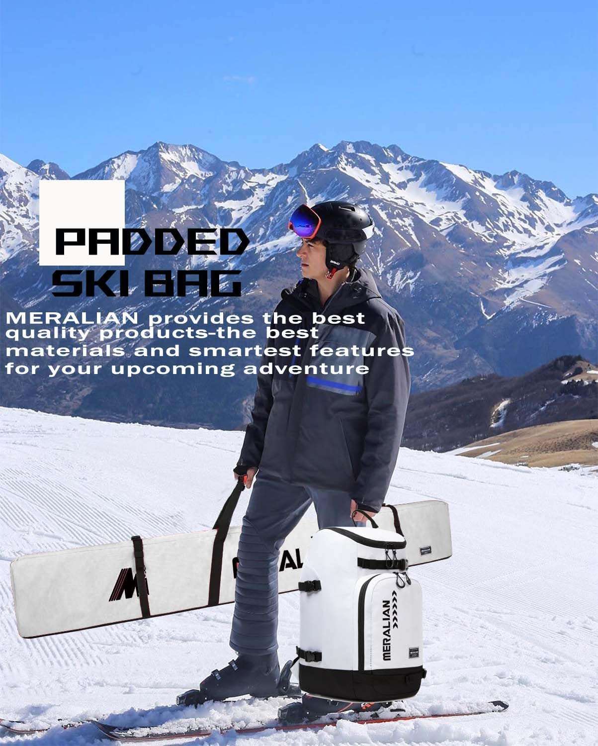Padded Ski Bag,Waterproof Full Padded Single Ski Travel Bag with Adjustable Shoulder Strap. - 7