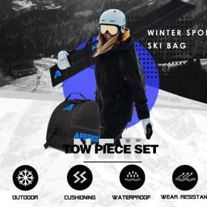 Padded Two-Piece Ski and Boot Bag Combo - Water-Resistant Travel Bag Fits Skis Up to 200 cm & Boots Size 13 With 5mm Foam Gear Bag - 3