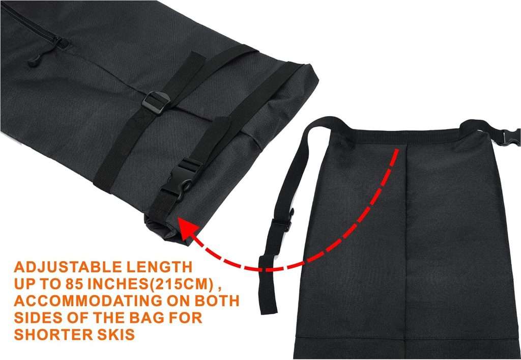 Ski Bag - Store & Transport Skis Up to 215 cm, Poles & Extras - Waterproof - for Men, Women and Youth - 6