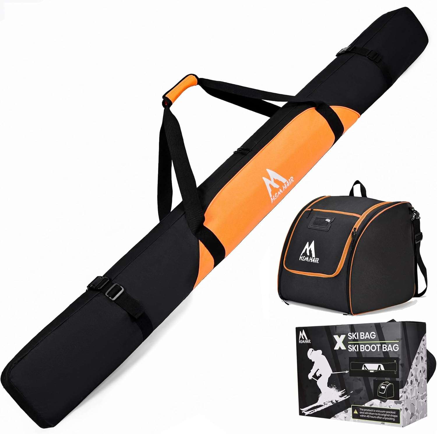 Ski Bag and Ski Boot Bag Combo-Padding Skis Bag for Air Travel,Water Proof Ski Boot Bag Fits for Skis Up to 200 CM and Boots Up To Size US13,Adults Ski Travel Bag - 1