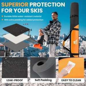 Ski Bag and Ski Boot Bag Combo-Padding Skis Bag for Air Travel,Water Proof Ski Boot Bag Fits for Skis Up to 200 CM and Boots Up To Size US13,Adults Ski Travel Bag - 3