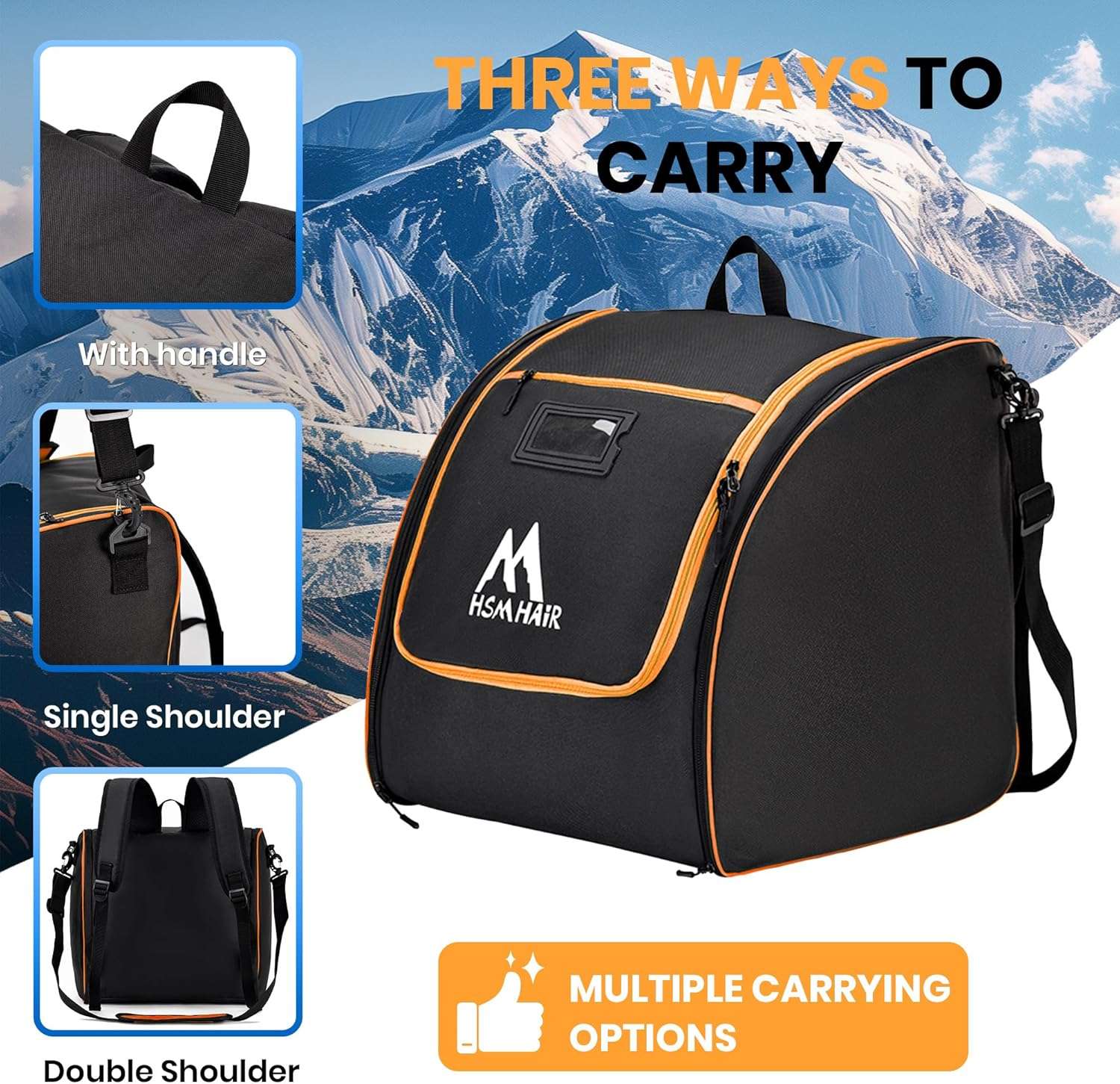 Ski Bag and Ski Boot Bag Combo-Padding Skis Bag for Air Travel,Water Proof Ski Boot Bag Fits for Skis Up to 200 CM and Boots Up To Size US13,Adults Ski Travel Bag - 5