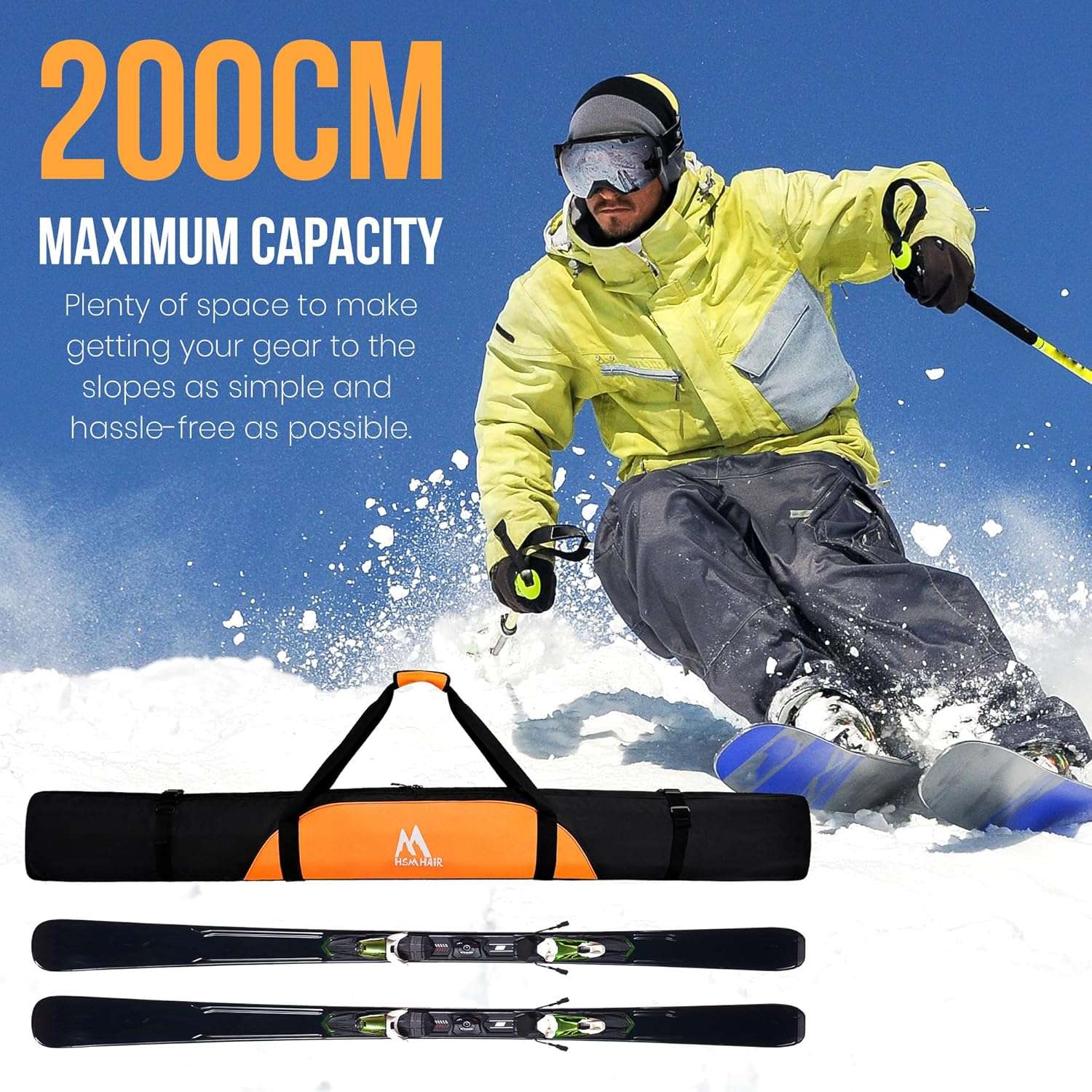 Ski Bag and Ski Boot Bag Combo-Padding Skis Bag for Air Travel,Water Proof Ski Boot Bag Fits for Skis Up to 200 CM and Boots Up To Size US13,Adults Ski Travel Bag - 8