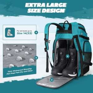 Maelstrom Ski Boot Bag,55L Large Ski Boots Travel Backpack for Men Women,Waterproof Snowboard Boot Bag for Skis Accessories - 2