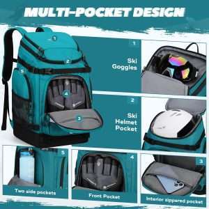 Maelstrom Ski Boot Bag,55L Large Ski Boots Travel Backpack for Men Women,Waterproof Snowboard Boot Bag for Skis Accessories - 6