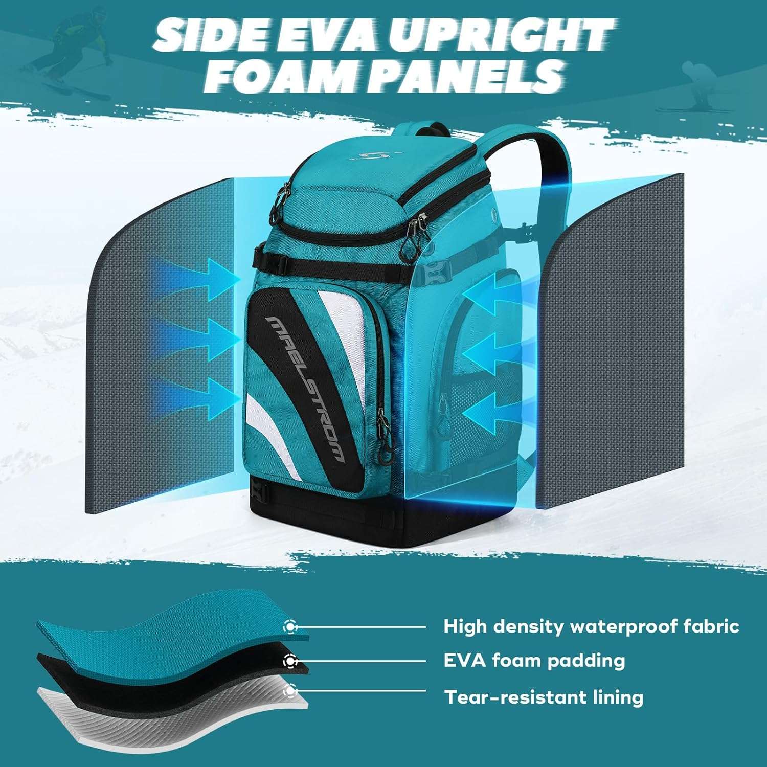 Maelstrom Ski Boot Bag,55L Large Ski Boots Travel Backpack for Men Women,Waterproof Snowboard Boot Bag for Skis Accessories - 6