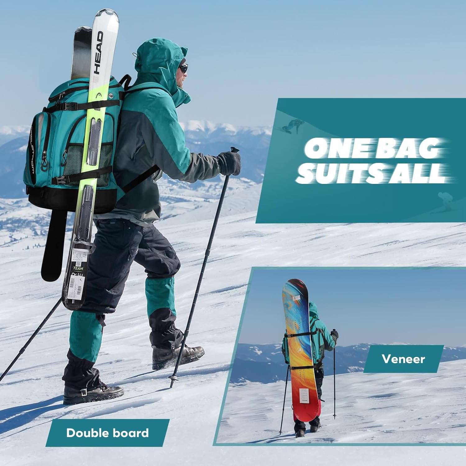 Maelstrom Ski Boot Bag,55L Large Ski Boots Travel Backpack for Men Women,Waterproof Snowboard Boot Bag for Skis Accessories - 8