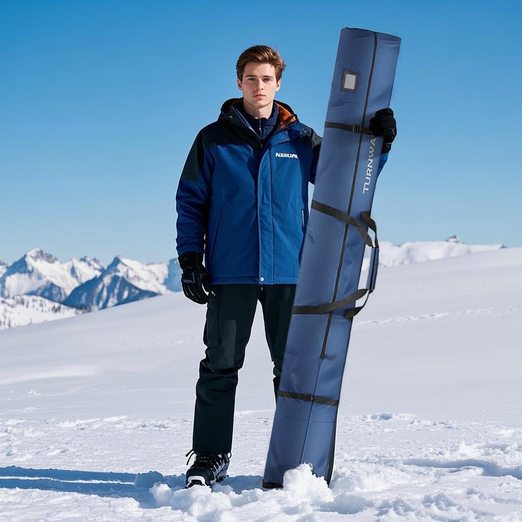 Ski Bag - Store & Transport Skis Up to 215 cm, Poles & Extras - Waterproof - for Men, Women and Youth - 7