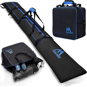 Ski Bag and Boot Bag Combo,Padded Ski Bag Set for Air Travel,Snow Ski Bags for Adults,Water- resistant Ski Boot Bag Fits for Skis Up to 200 CM and Boots Up To Size US13 - 1