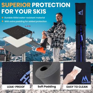 Ski Bag and Boot Bag Combo,Padded Ski Bag Set for Air Travel,Snow Ski Bags for Adults,Water- resistant Ski Boot Bag Fits for Skis Up to 200 CM and Boots Up To Size US13 - 3