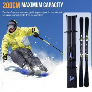 Ski Bag and Boot Bag Combo,Padded Ski Bag Set for Air Travel,Snow Ski Bags for Adults,Water- resistant Ski Boot Bag Fits for Skis Up to 200 CM and Boots Up To Size US13 - 7