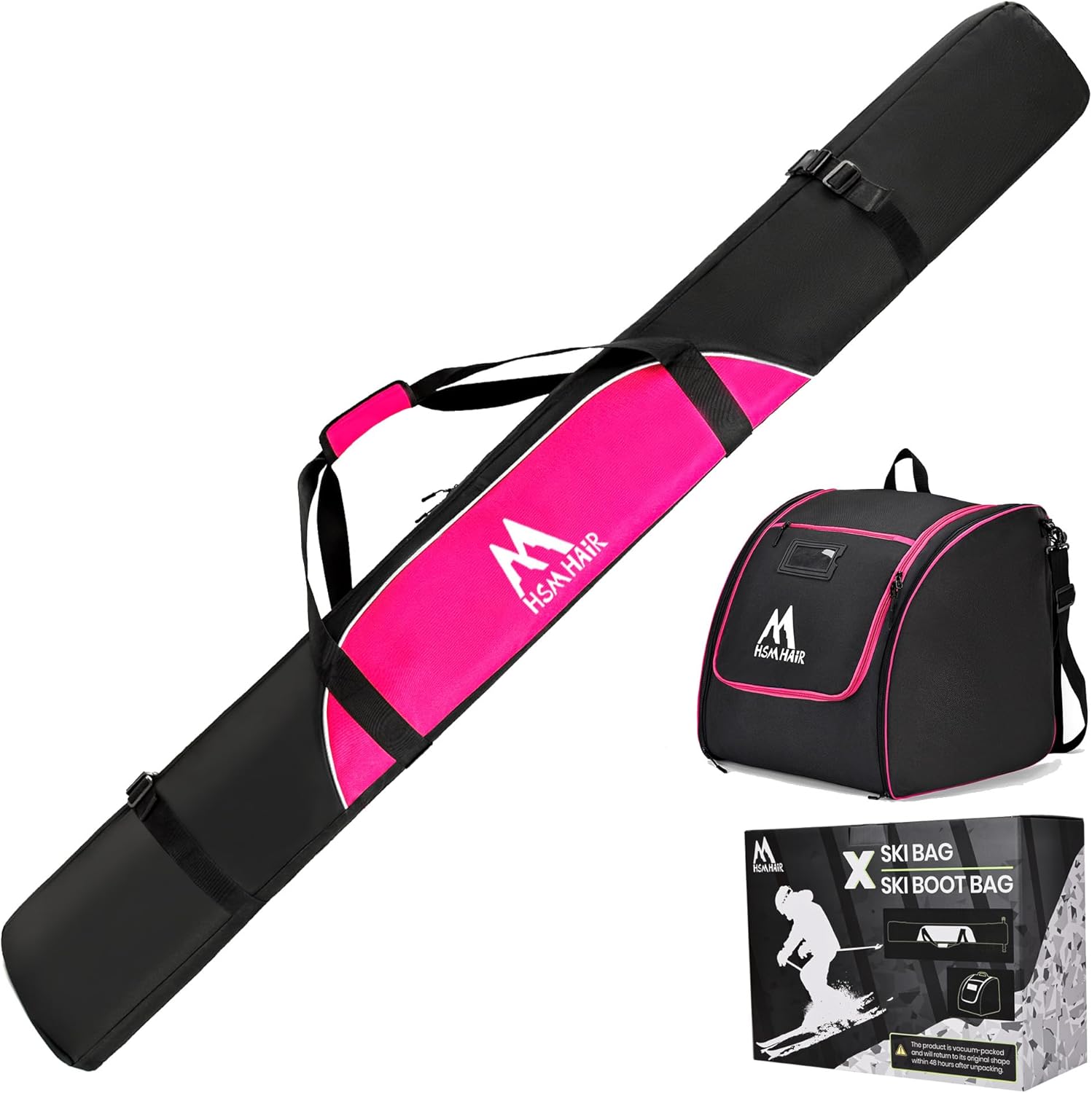 Ski Bag and Ski Boot Bag Combo-Padding Skis Bag for Air Travel,Water Proof Ski Boot Bag Fits for Skis Up to 200 CM and Boots Up To Size US13,Adults Ski Travel Bag - 1