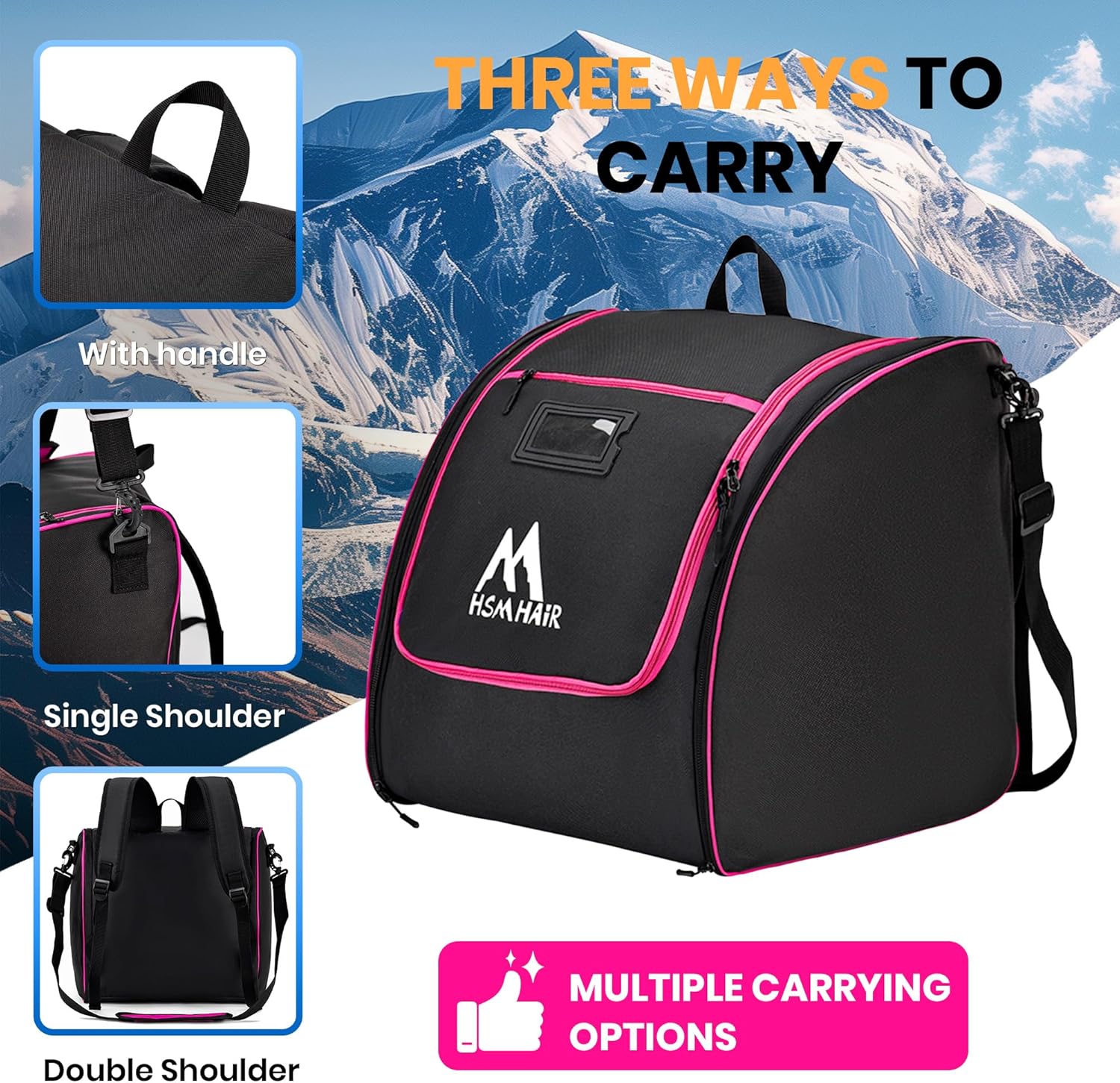 Ski Bag and Ski Boot Bag Combo-Padding Skis Bag for Air Travel,Water Proof Ski Boot Bag Fits for Skis Up to 200 CM and Boots Up To Size US13,Adults Ski Travel Bag - 5