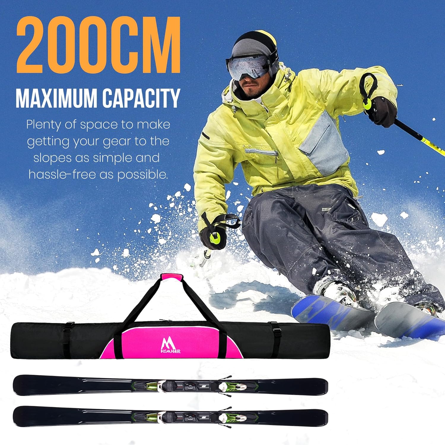 Ski Bag and Ski Boot Bag Combo-Padding Skis Bag for Air Travel,Water Proof Ski Boot Bag Fits for Skis Up to 200 CM and Boots Up To Size US13,Adults Ski Travel Bag - 8