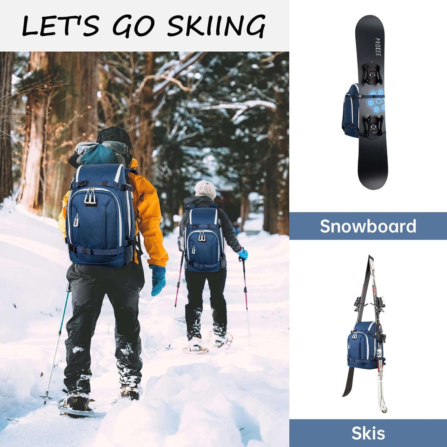 Ski Boot Bag, 50L Ski Boot Travel Backpack for Skis, Snowboard & Accessories, Waterproof Padded Ski Boot Bag Backpack - 7