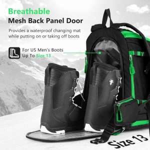 Ski Boot Bag - 65L Padded, Waterproof Ski Travel Backpack for Gear & Accessories - 2