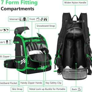 Ski Boot Bag - 65L Padded, Waterproof Ski Travel Backpack for Gear & Accessories - 4