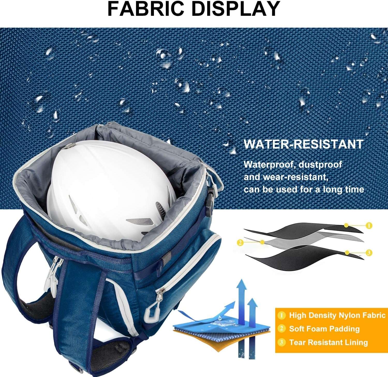 Ski Boot Bag, 65L Waterproof Ski Bag & Snowboard Boot Bag, Travel Backpack for Skis Snowboard Helmet Goggles & Accessories - 4