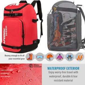 Ski Boot Bag - Ski and Snowboard Boots Backpack，Excellent for Travel with Waterproof Exterior & Bottom - for Men, Women and Youth. - 3