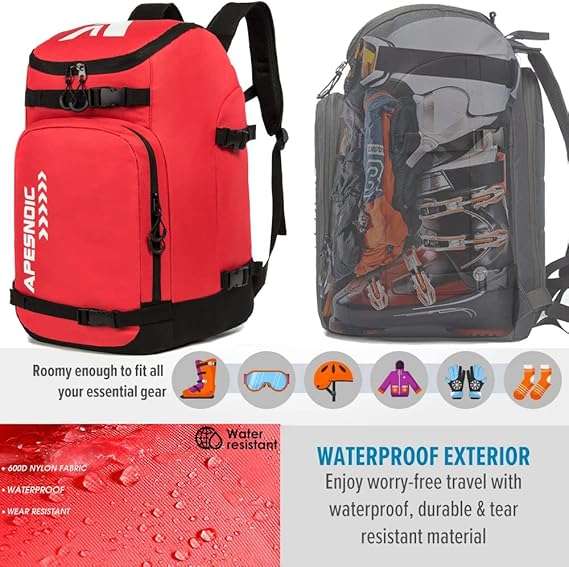 Ski Boot Bag - Ski and Snowboard Boots Backpack，Excellent for Travel with Waterproof Exterior & Bottom - for Men, Women and Youth. - 3