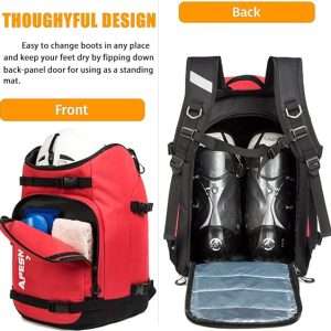 Ski Boot Bag - Ski and Snowboard Boots Backpack，Excellent for Travel with Waterproof Exterior & Bottom - for Men, Women and Youth. - 4