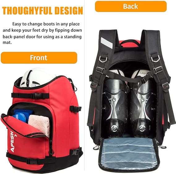 Ski Boot Bag - Ski and Snowboard Boots Backpack，Excellent for Travel with Waterproof Exterior & Bottom - for Men, Women and Youth. - 4
