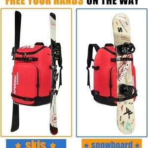 Ski Boot Bag - Ski and Snowboard Boots Backpack，Excellent for Travel with Waterproof Exterior & Bottom - for Men, Women and Youth. - 6