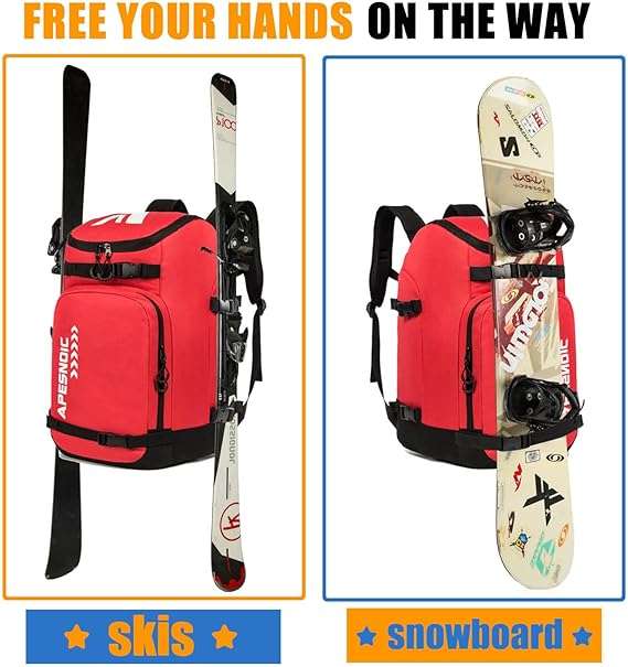 Ski Boot Bag - Ski and Snowboard Boots Backpack，Excellent for Travel with Waterproof Exterior & Bottom - for Men, Women and Youth. - 6