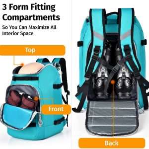 Ski Boot Bag,50L Waterproof Ski Boot Travel Backpack for Snowboard Boots, Skiing Helmet, Goggles, Gloves, Skis, Snowboard & Accessories for Men,Women and Youth - 4