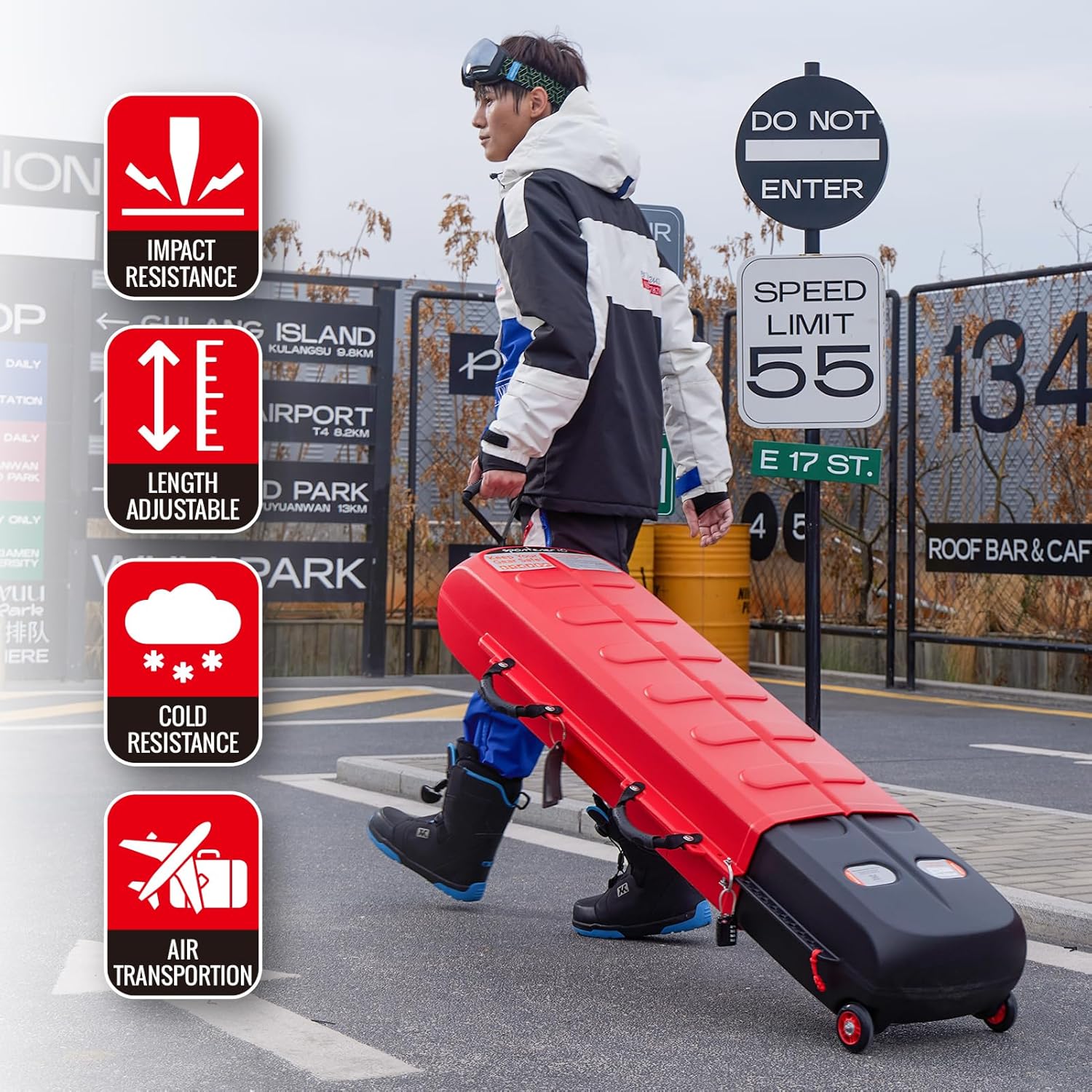 XCMAN Ski Case for Air Travel Hard Storage Portable Cart Case Suitable for Snowboards,Fishing Rods, Water skis,Spearfishing - 6