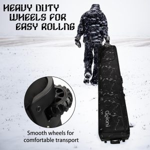 Goloni Ski Bag with Wheels,Padded Snowboard Bag for Air Travel,600D Waterproof Fabric,Foldable Snow Bag Fits 2 Pairs Skis - 6