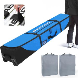 Odoland Rolling Ski Bag, Padded Snowboard Bags and Ski Boot Bag with Wheels for Air Travel, 900D Water Resistant Oxford Fabric, Fits 2 Pairs Skis Up to 170-190cm - 1