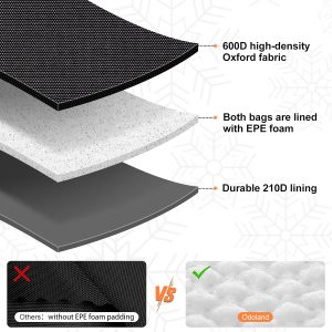 Odoland Ski Bag and Boot Bag Combo, Padded Ski Bags for Air Travel, Snowboard Backpack Fit Ski Up to 200cm, Waterproof Double Bag for Storage, Transport Ski Gear, Men Women - 8