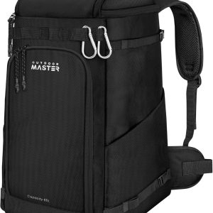 OutdoorMaster Ski Boot Bag, 65L Snowboard Boots Travel Backpack for Helmet, Ski Shoes, Goggles, Gloves and Accessories, Waterproof Exterior & Bottom - 1