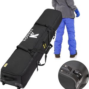 Rolling Ski Bag with Wheels for Air Travel,Padded Double Ski Bag to Hold 2 Pairs of Skis up to 175 or 190 cm. - 1