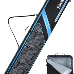 TOURIT Rolling Ski Bag and Ski Boot Bag Combo, Padded Snowboard Bag with Wheels for Air Travel, Holds 2 Pairs of Skis (195cm) - 1
