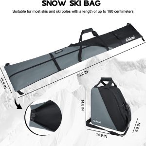 Goloni Ski Bag and Boot Bag Combo, Ski Bags for Air Travel, Snowboard Bag Fits for Skis Up to 180 CM and Boots Up To Size US13 - 4