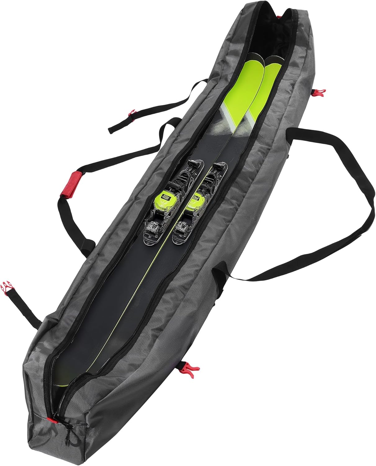 Navaris Ski Bag for Men and Women - Ski Bag for 1 Pair of Skis and Poles with Zipper, 2 Straps with Buckles and Carrying Handle - 2 Sizes - 1